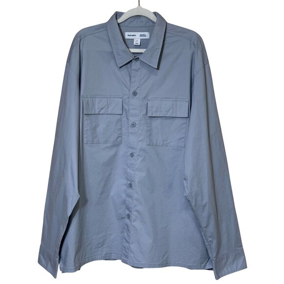 Old Navy Button Front Shirt Built-In-Flex Blue Salt Mens XL - Picture 1 of 8